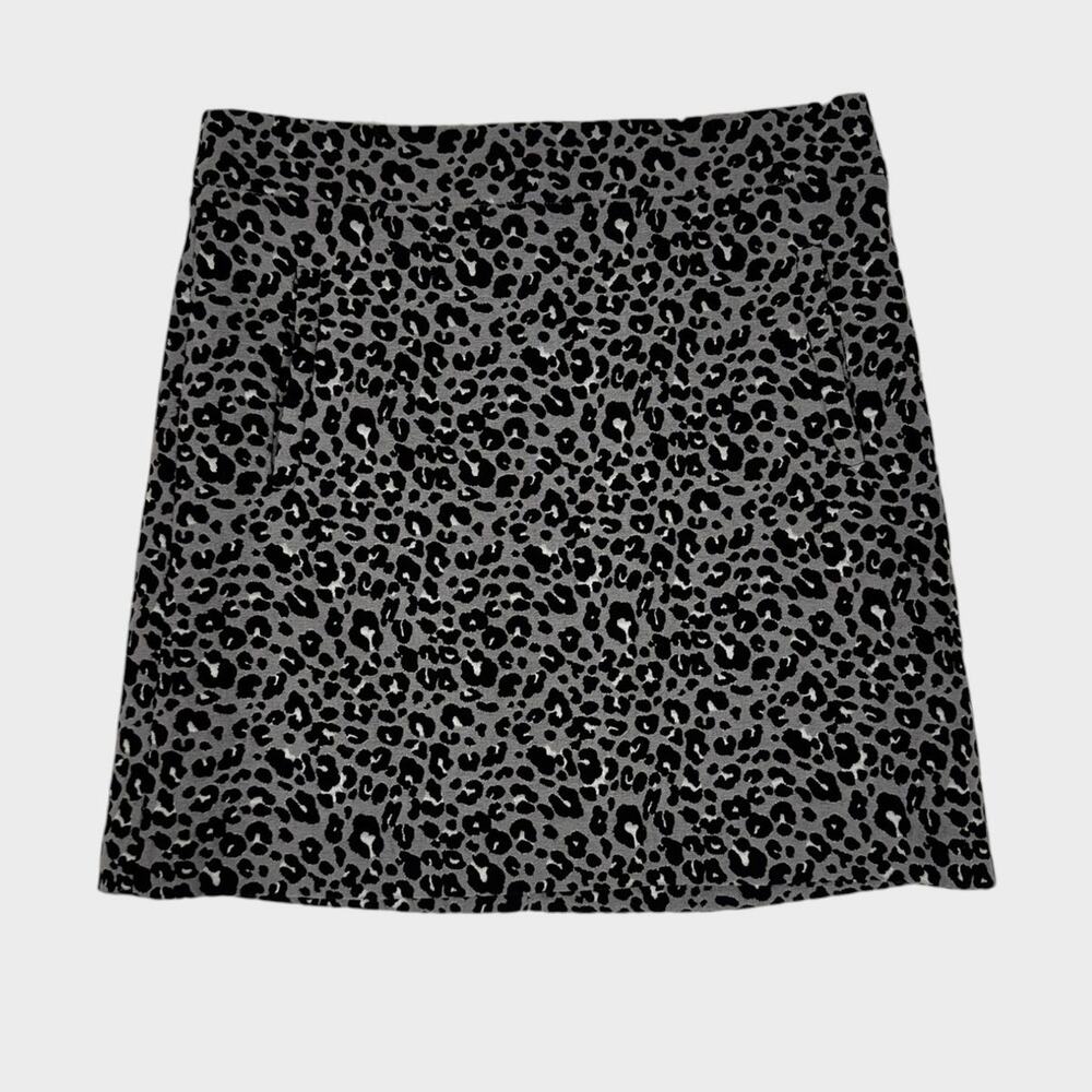 LOFT Outlet Size 8 Gray Black Cheetah Print Back Zipper Pencil Skirt Pockets